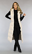 Beige Lange Bodywarmer met Capuchon
