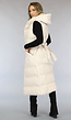 Beige Lange Bodywarmer met Capuchon