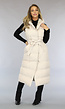 Beige Lange Bodywarmer met Capuchon