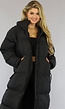 Zwarte Gewatteerde Lange Oversized Winterjas