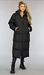 Zwarte Gewatteerde Lange Oversized Winterjas