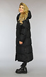 Zwarte Gewatteerde Lange Oversized Winterjas