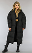 Zwarte Gewatteerde Lange Oversized Winterjas