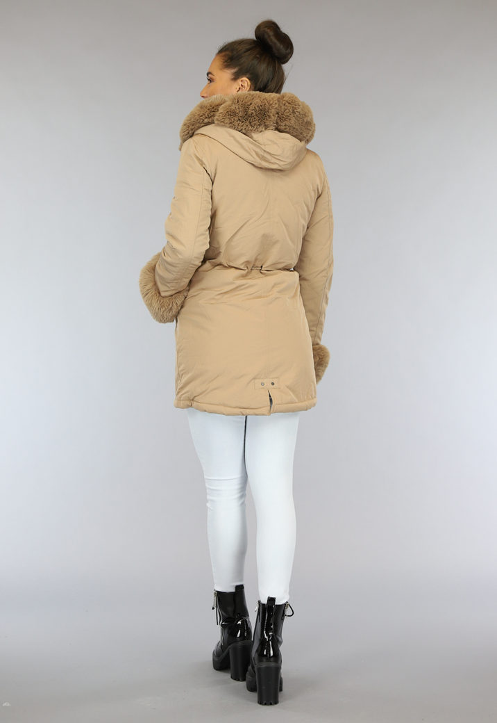 Camel Winterjas met Bont