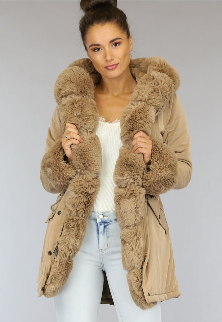 Camel Winterjas met Bont
