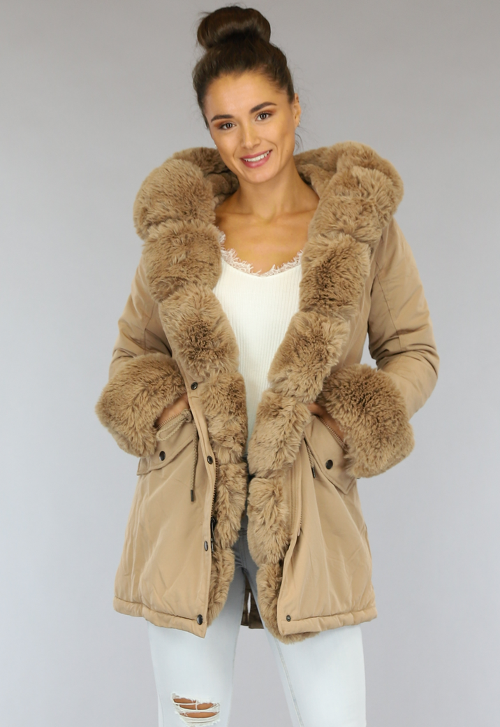 Camel Winterjas met Bont