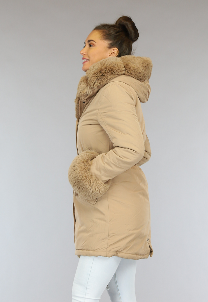 Camel Winterjas met Bont
