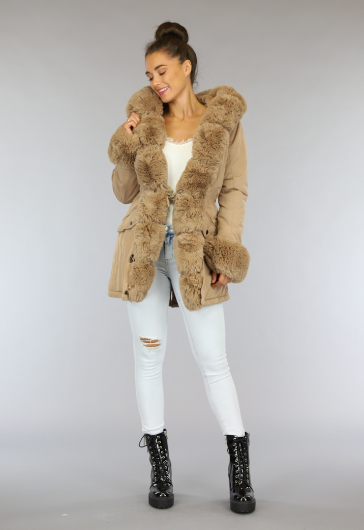Camel Winterjas met Bont
