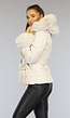 Beige Gewatteerde Winterjas met Bont en Riem
