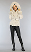 Beige Gewatteerde Winterjas met Bont en Riem