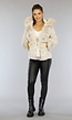 Beige Gewatteerde Winterjas met Bont en Riem