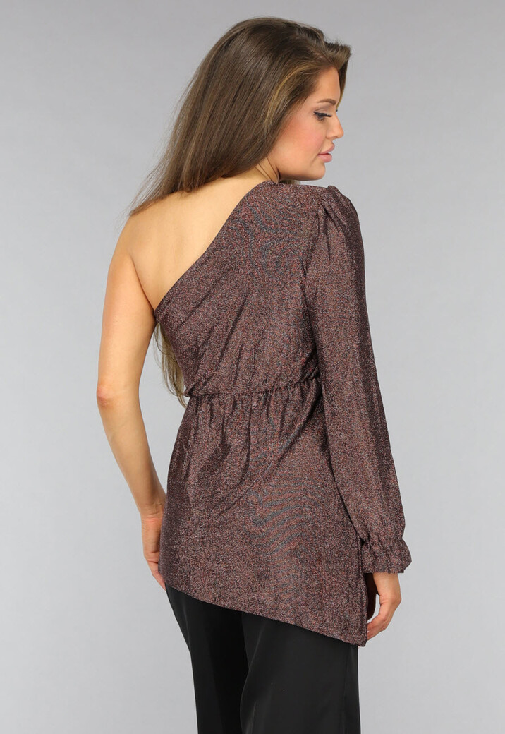 Rosé Gouden Top met Enkele Mouw