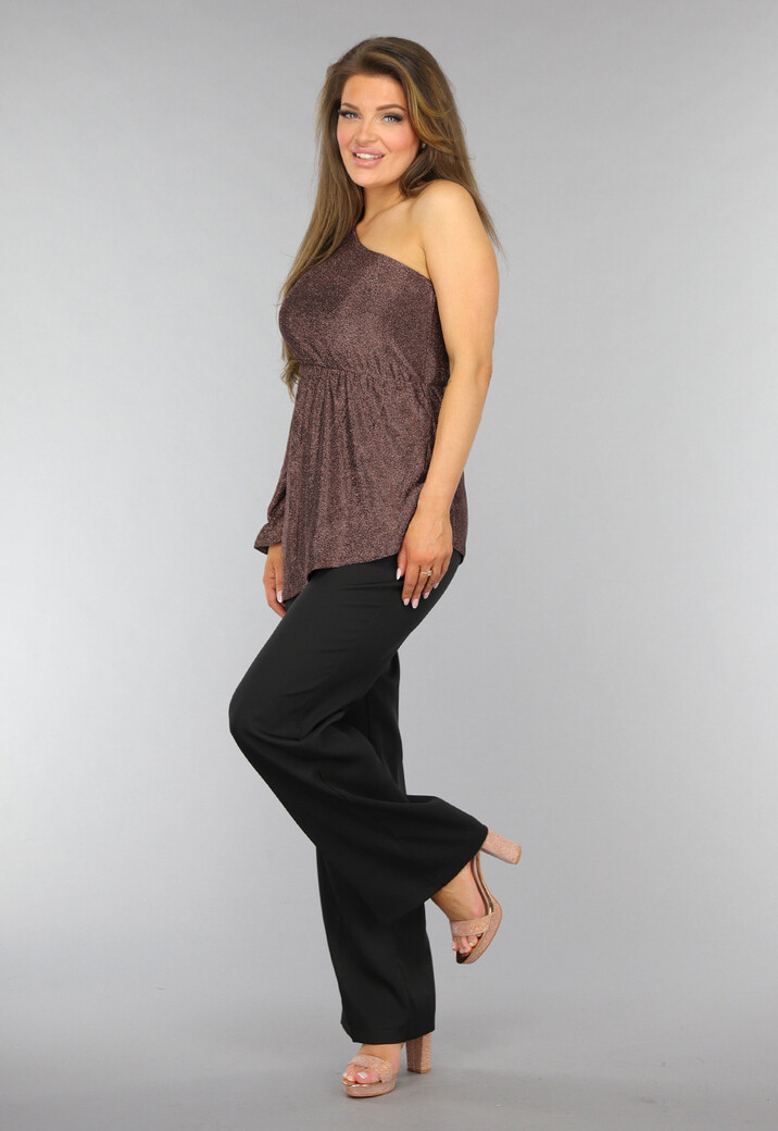 Rosé Gouden Top met Enkele Mouw