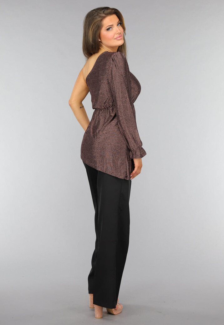 Rosé Gouden Top met Enkele Mouw