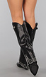Zwarte Lederlook Laarzen met Studs