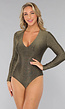 Gouden Shimmer V Hals Bodysuit