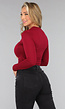 Burgundy Rode Geplooide Longsleeve Top