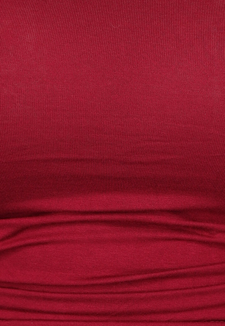Burgundy Rode Geplooide Longsleeve Top