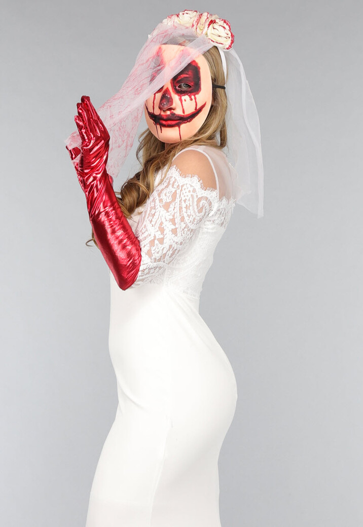 Rode Glimmende Gala Handschoenen