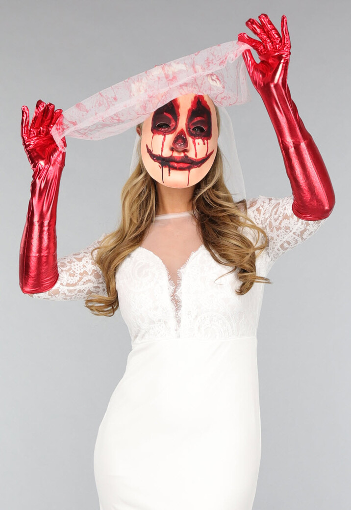 Rode Glimmende Gala Handschoenen