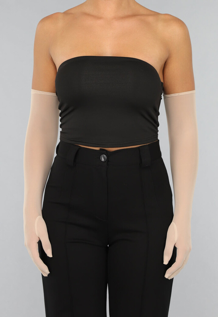 Lange See Through Beige Handschoenen