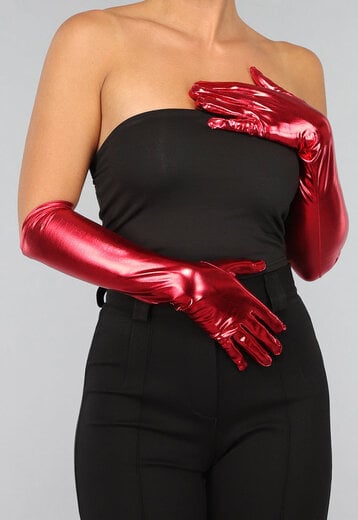 Rode Glimmende Gala Handschoenen