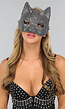 Strass Cat Masker met Zilveren Klauwen Handschoenen