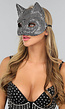 Strass Cat Masker met Zilveren Klauwen Handschoenen