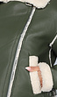 Groene Lederlook Lammy Coat met Gesp Details