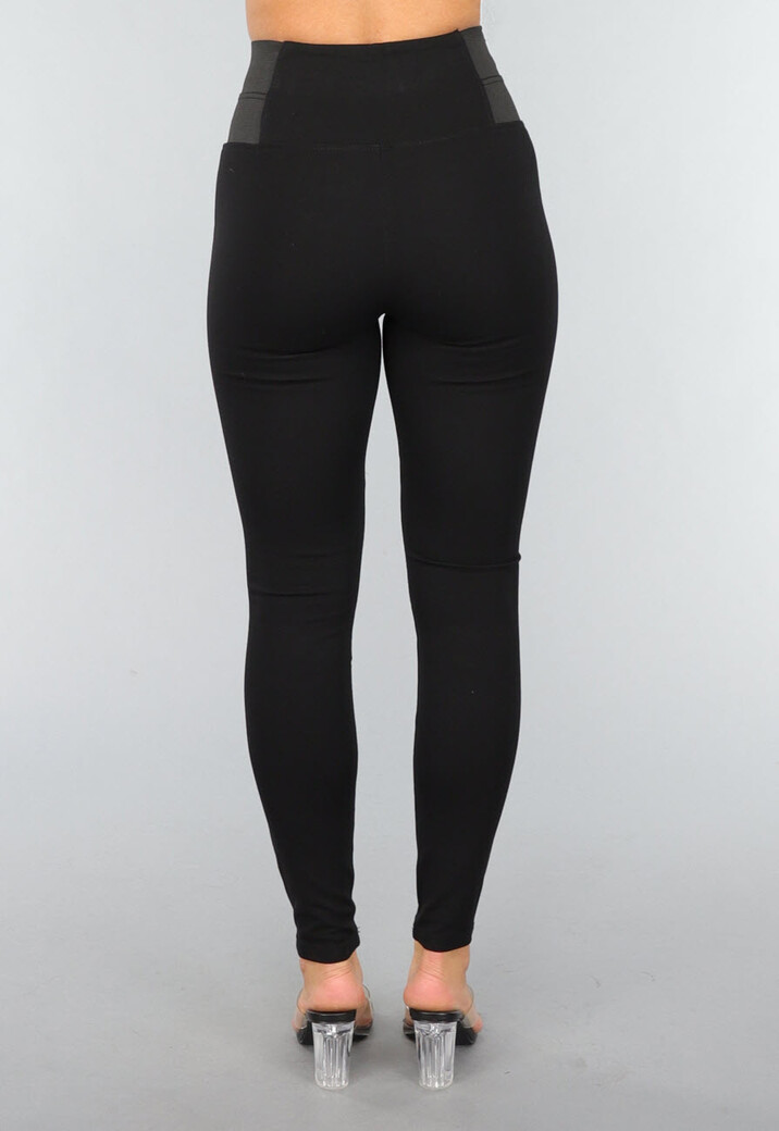 Basic Zwarte Corrigerende High Waist Jegging met Elastische Band
