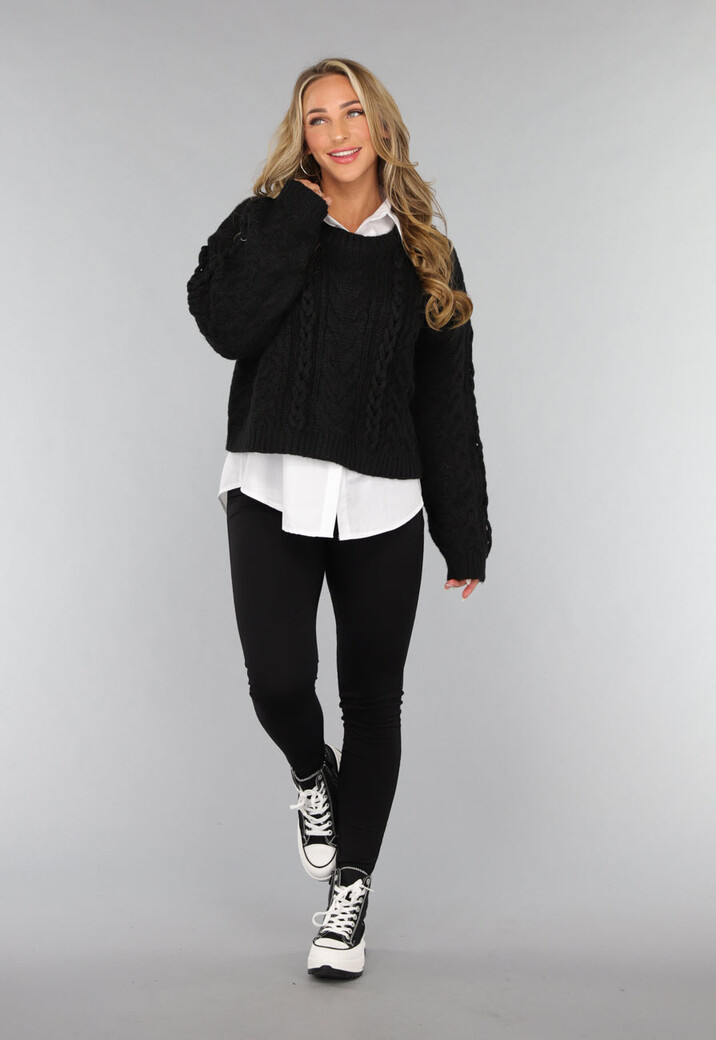 Basic Zwarte Corrigerende High Waist Jegging met Elastische Band