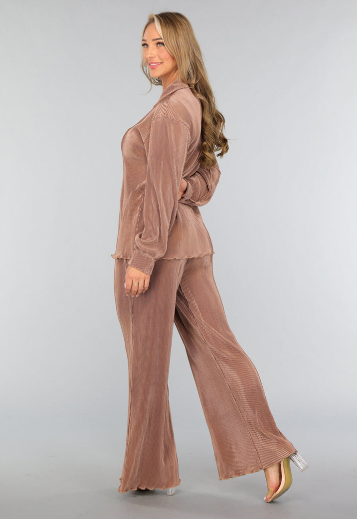 Taupe Plissé 2-delige Set