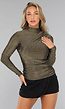 Gouden High Neck Top met Plooien