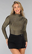 Gouden High Neck Top met Plooien