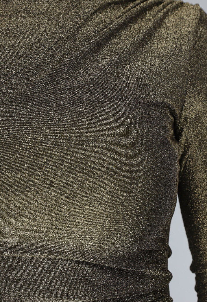 Gouden High Neck Top met Plooien