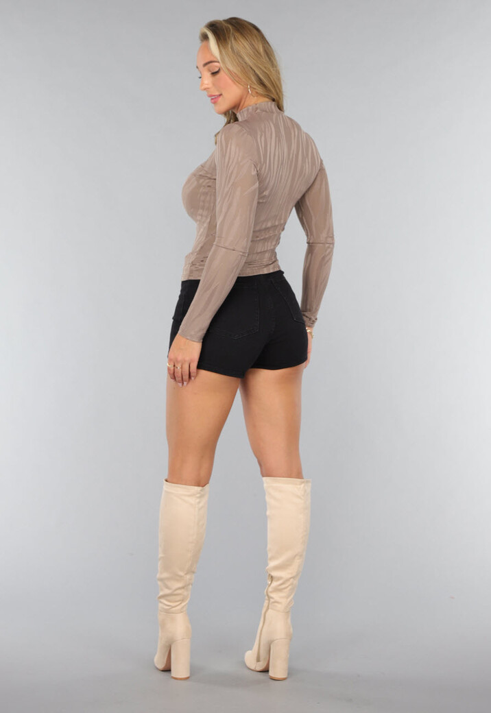 Taupe Kleurige Zebra Print Top