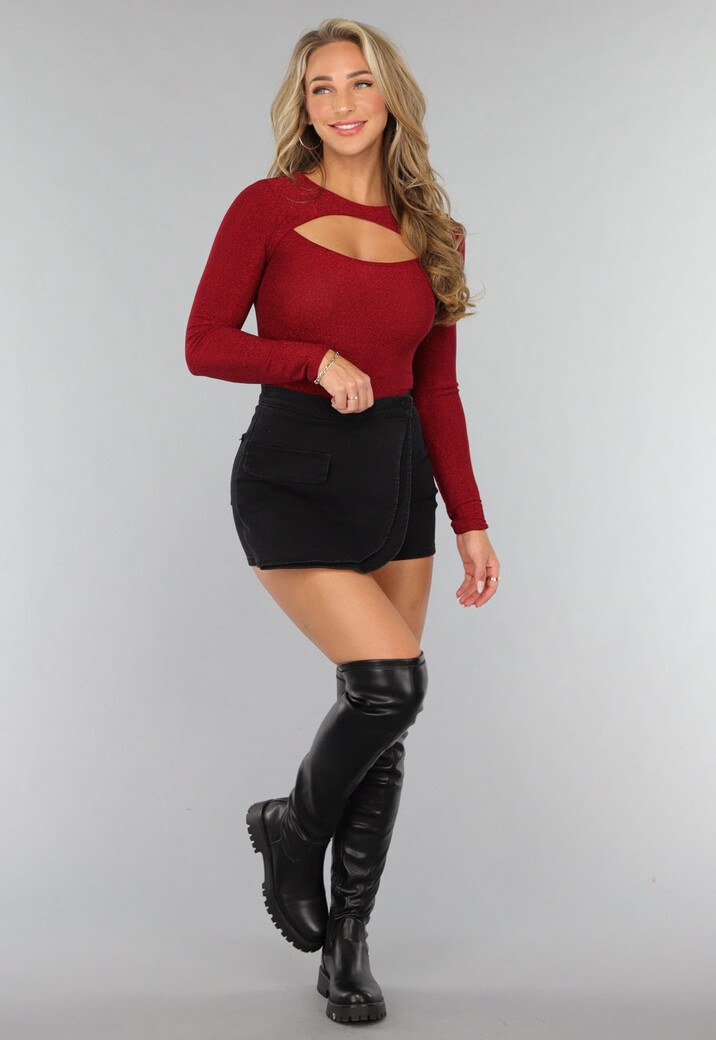 Uitsnede Bodysuit in Shiny Rood