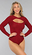 Uitsnede Bodysuit in Shiny Rood