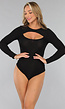 Zwarte Shimmer Cut Out Bodysuit