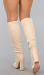 Beige Suèdelook Laarzen met Hak