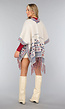 Beige Print Cardigan met Franjes