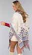 Beige Print Cardigan met Franjes