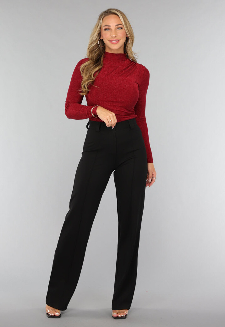 Rode Schitterende Geplooide Top