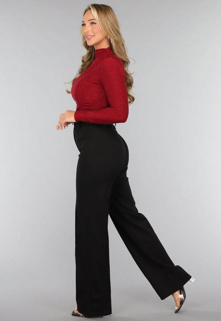 Rode Schitterende Geplooide Top