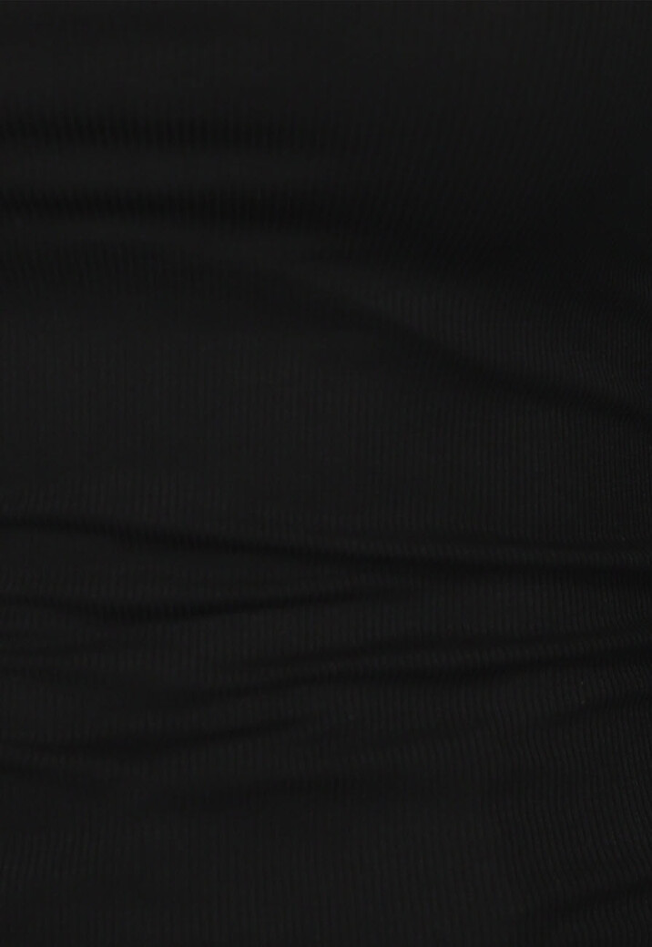 Longsleeve Ribstof Top met Col in Zwart