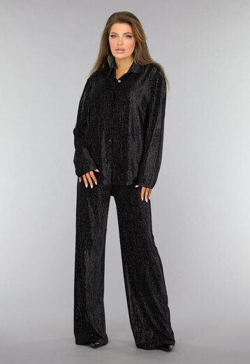 Zwarte Velvet Glitter Two Piece