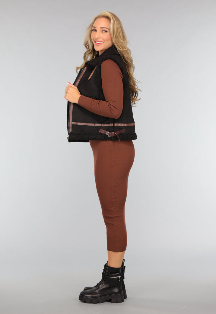 Zwarte Lederlook Biker Boots met Tasje