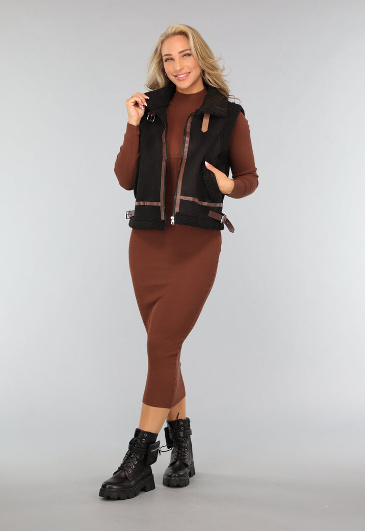 Zwarte Lederlook Biker Boots met Tasje