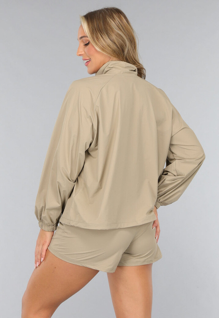 Khaki Windbreaker Short Set