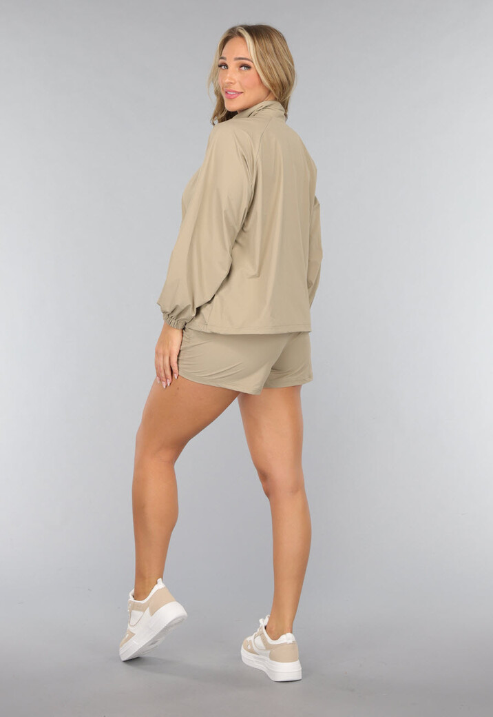 Khaki Windbreaker Short Set